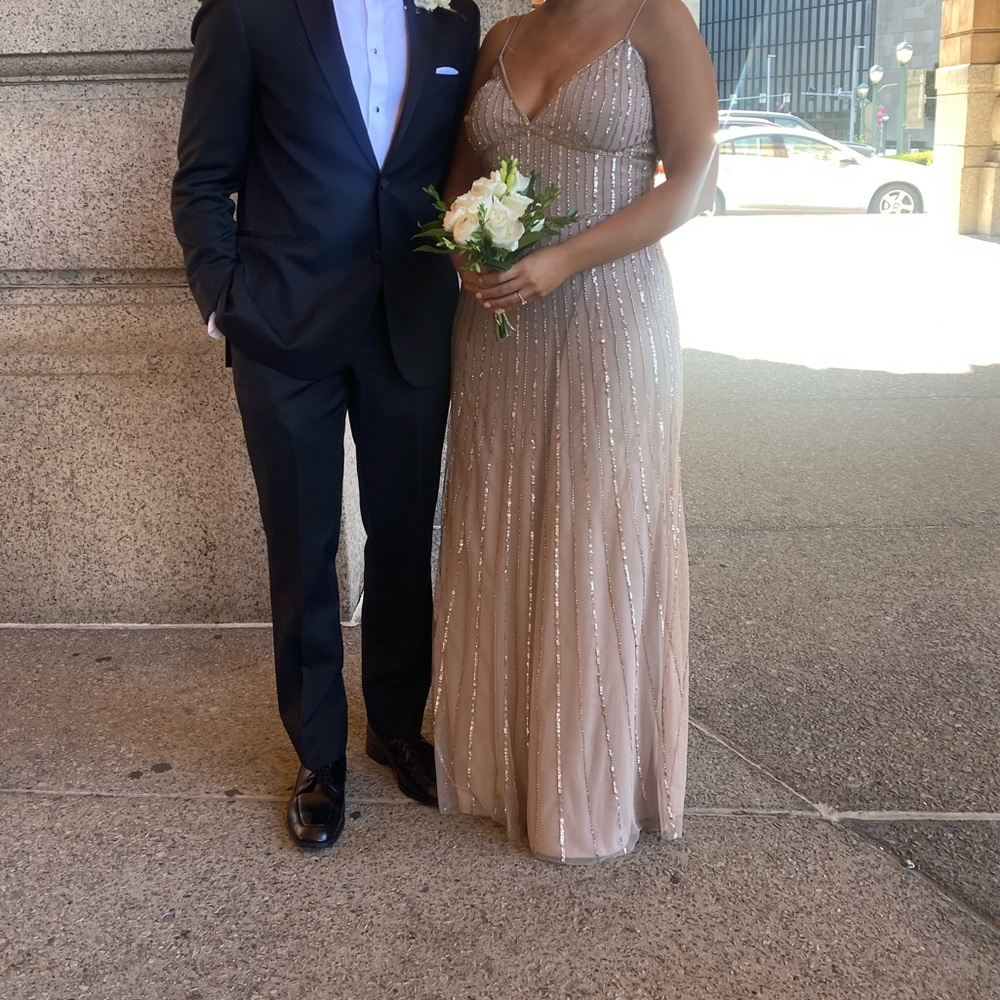 Sparkly champagne bridesmaid dress